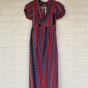 Earthbound Trading Co Boho Zigzag Maxi Dress S